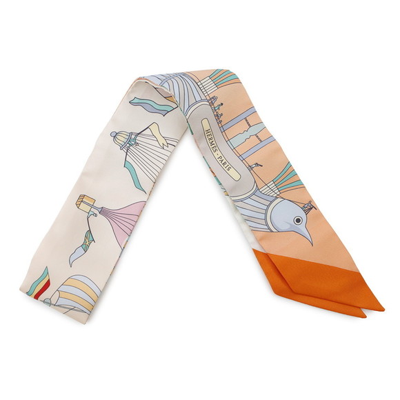 Hermes Hermès Twilly Scarf/Muffler "Les Folies Du Ciel" Silk Twill 2022 - Picture 1 of 11